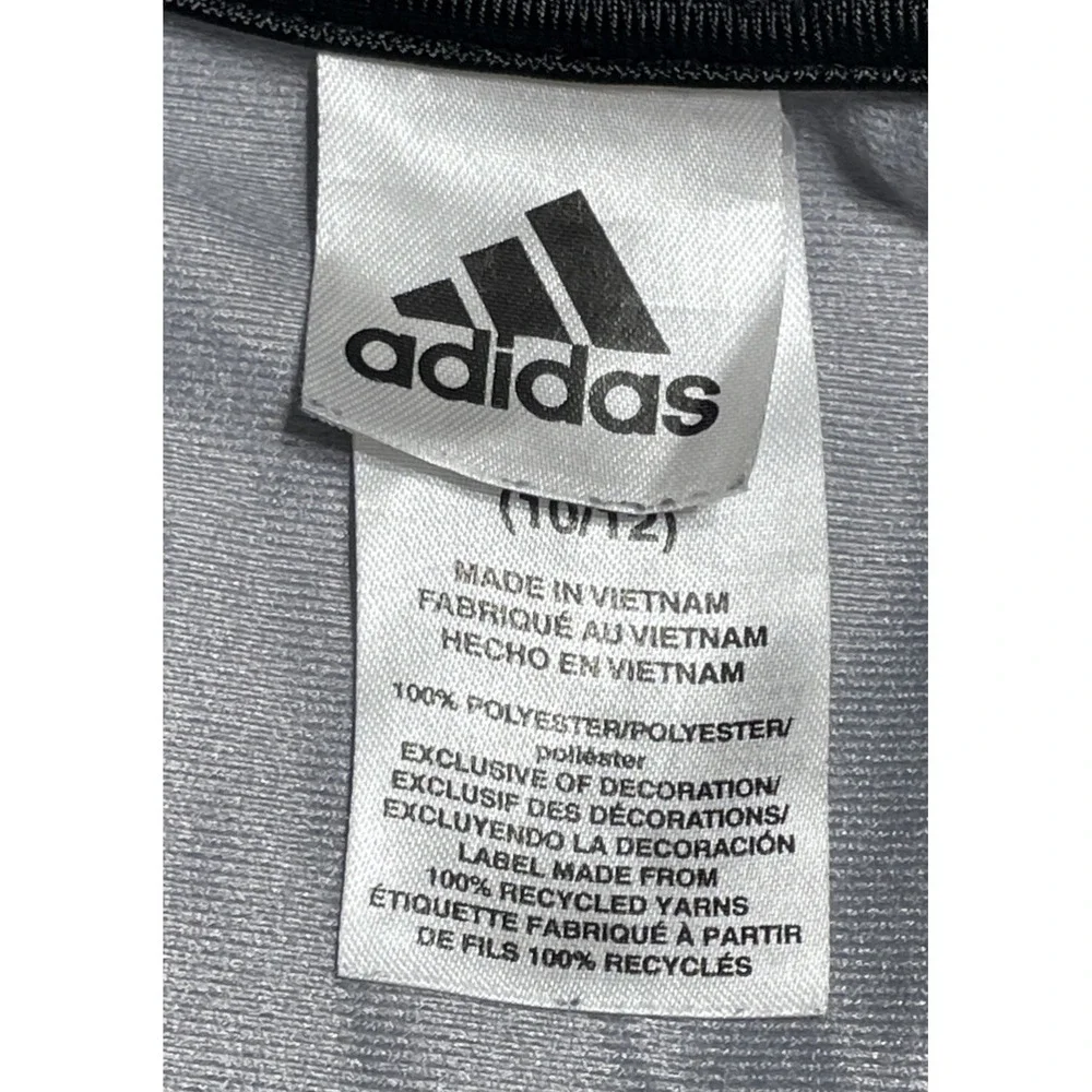 Adidas Track Jacket Boys Girls Medium Gray Swirl Full Zip White Three Stripes